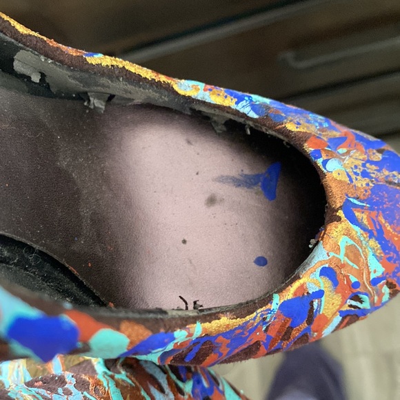 Painted Jessica Simpson Platforms Sz 8 - Picture 5 of 6